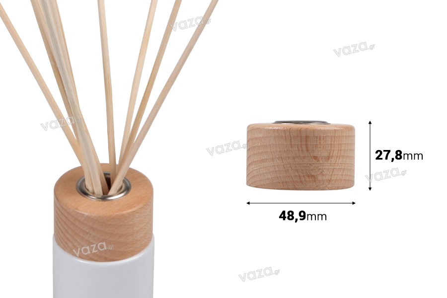 Wooden cap for aromatic bottles PP28 with plug and hole for sticks