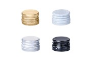 Pre-threaded aluminum screw caps PP18 with liner - various colors