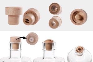 Liège en silicone synthétique avec écoulement et tête amovible en bois - F23 mm.-3