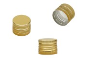 PP31.5 gold threaded aluminum cap with sealing capability and liner without flow