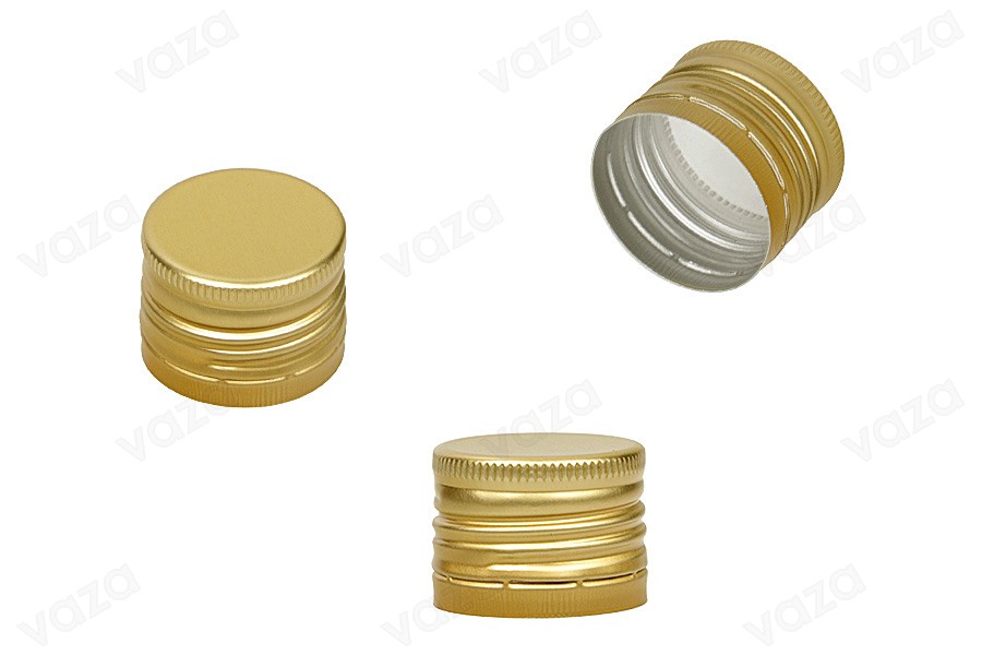 Tappo prefilettato in alluminio PP31,5 dorato con capacità di sigillatura e sottostrato (liner) senza flusso.-immagine_prodotto