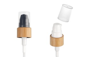 Pompe PP18 avec revêtement en bambou, plastique intérieur et capuchon transparent-photo_produit