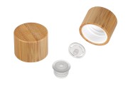 Plastic cap PP18 with bamboo coating, inner liner and inner plug with cover