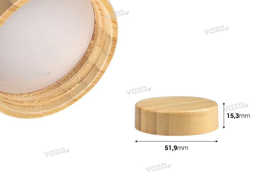 Bamboo cap with inner liner for jars 30 ml 