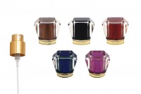 Spray pump in gold color with acrylic cap (PP 15) in various colors - 6 pcs