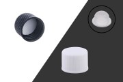 Καπάκι πλαστικό PP18 με παρέμβυσμα και εσωτερική τάπα σε λευκό ή μαύρο χρώμα