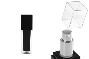 Flacon de luxe de 30 ml noir avec pompe et bouchon