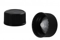 Black plastic PP20 cap with inner conical plug