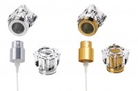 Acrylic spray pump and cap with PP15 finish in gold or silver color - available in a package with 6 pcs 