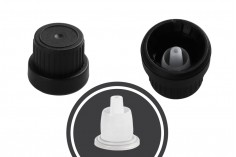 Καπάκι ασφαλείας πλαστικό PP18 μαύρο με εσωτερική ροή - 50 τμχ