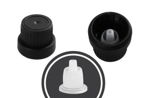 Bouchon de sécurité en plastique PP18 noir avec écoulement interne - 50 pcs-1