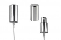 Shiny silver aluminum spray pump for 18/415 bottle neck (tube length 150 mm)