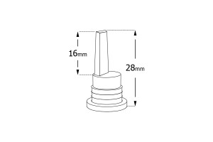 Καπάκι πλαστικό ασφαλείας PP18 μαύρο φαρδύ με εσωτερικό σταγονόμετρο 28mm-εικόνα_διαστάσεις