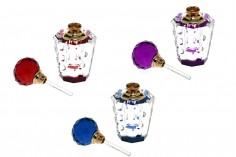 6ml crystal attar bottle with crystal cap and glass dipstick, in 3 colors.