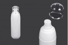 Flacon PET de 80 ml avec pompe blanche et bouchon transparent