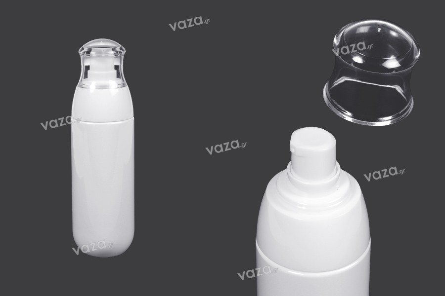 80 ml PET-Flasche mit weißer Pumpe und transparentem Verschluss