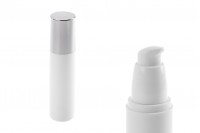 Airless bottle white 50 ml pentru crema cu capac de argint