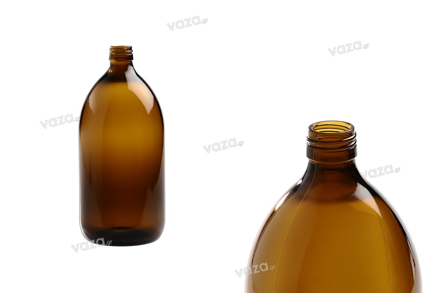 Bottiglia per sciroppo in vetro ambrato da 500 ml PP28