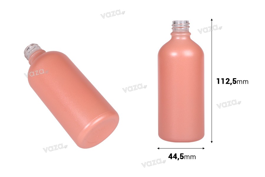 Γυάλινο μπουκαλάκι για αιθέρια έλαια 100 ml ροζ ματ με στόμιο PP18