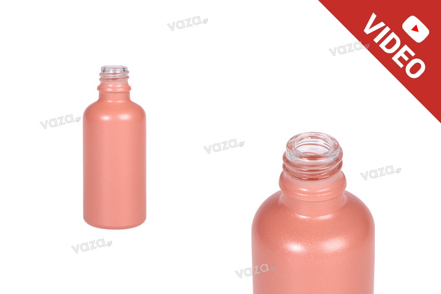 Glass bottle PP18 for essential oils 50 ml in pinkmatte color