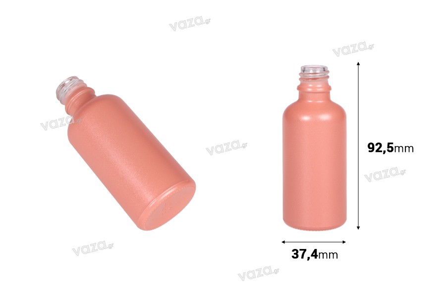Glass bottle PP18 for essential oils 50 ml in pink matte color