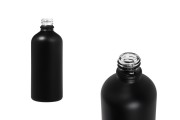 Γυάλινο μπουκαλάκι για αιθέρια έλαια 100 ml μαύρο αμμοβολής με στόμιο PP18