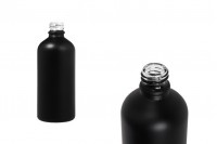 Flacon en verre pour huiles essentielles de 100 ml noir sablé avec bouche PP18