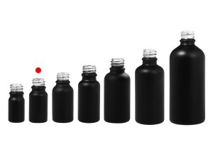 Glasflasche für ätherische Öle 10 ml schwarz sandgestrahlt mit Ausguss PP18-6