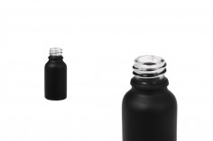 Γυάλινο μπουκαλάκι για αιθέρια έλαια 15 ml μαύρο αμμοβολής με στόμιο PP18