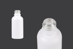 Flacon en verre pour huiles essentielles de 30 ml blanc nacré avec bouche PP18