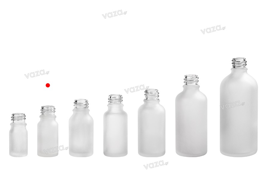 Γυάλινο μπουκαλάκι για αιθέρια έλαια 10 ml διάφανο αμμοβολής με στόμιο PP18