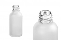 Bottiglietta in vetro per oli essenziali da 30 ml trasparente sabbiato con imboccautra PP18.