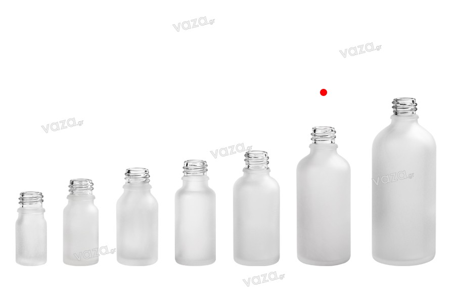 Glasflasche für ätherische Öle 50 ml Klarer Sandstrahl mit PP18-Düse