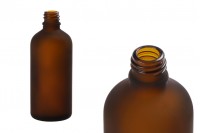 Flacone di vetro da 100 ml per oli essenziali con tappo a pressione colore ambrato sabbiato con beccuccio PP 18