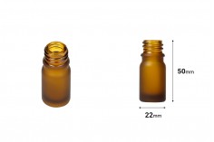Γυάλινο μπουκαλάκι 5 ml για αιθέρια έλαια με στόμιο PP18 σε ανοιχτό καραμελέ ματ χρώμα