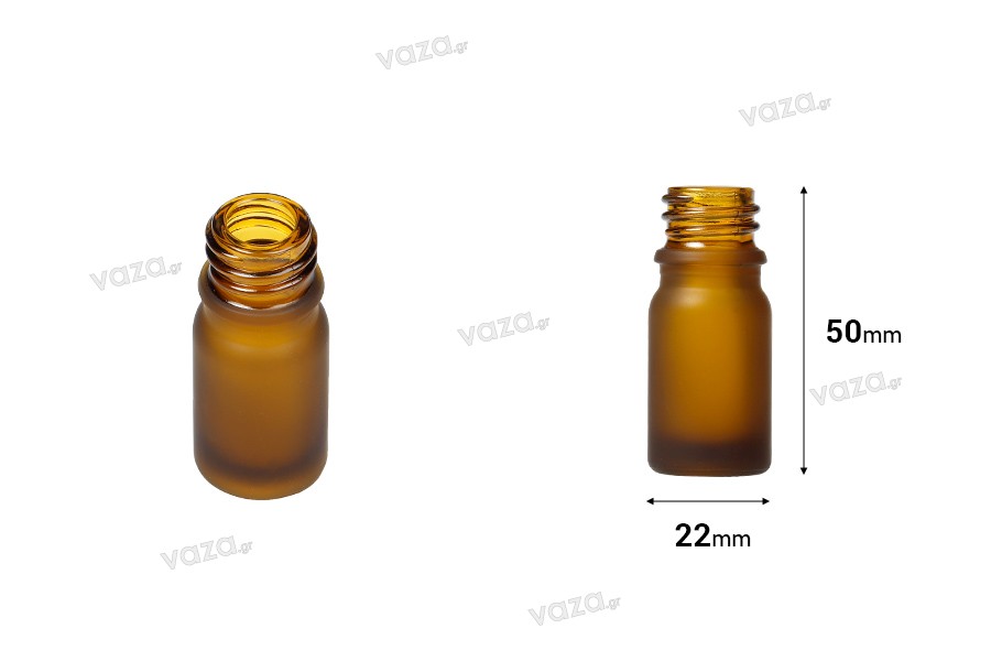 Γυάλινο μπουκαλάκι 5 ml για αιθέρια έλαια με στόμιο PP18 σε ανοιχτό καραμελέ ματ χρώμα