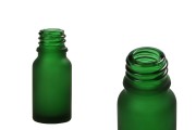 Γυάλινο μπουκαλάκι για αιθέρια έλαια 10 ml πράσινο αμμοβολής με στόμιο PP18