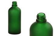 Γυάλινο μπουκαλάκι για αιθέρια έλαια 100 ml πράσινο αμμοβολής με στόμιο PP18