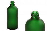 Bottiglietta in vetro per oli essenziali da 100 ml verde sabbiato con imboccautra PP18.
