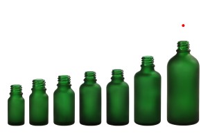 Glasflasche für ätherische Öle 100ml grünes Sandstrahlen mit PP18-Düse-7