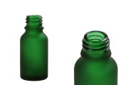 Γυάλινο μπουκαλάκι για αιθέρια έλαια 15 ml πράσινο αμμοβολής με στόμιο PP18
