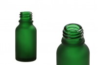 Flacon vert sablé en verre pour huiles essentielles de 15ml avec orifice PP18