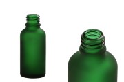 Γυάλινο μπουκαλάκι για αιθέρια έλαια 20 ml πράσινο αμμοβολής με στόμιο PP18 