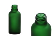 Γυάλινο μπουκαλάκι για αιθέρια έλαια 30 ml πράσινο αμμοβολής με στόμιο PP18 
