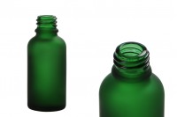 Flacon en verre vert sablé pour huiles essentielles de 30 ml avec bec verseur PP18