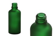 Γυάλινο μπουκαλάκι για αιθέρια έλαια 50 ml πράσινο αμμοβολής με στόμιο PP18 