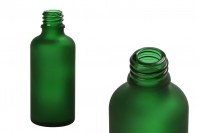 Flacon en verre vert sablé pour huiles essentielles de 50 ml avec bec verseur PP18