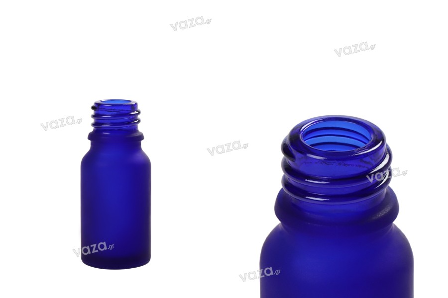 10ml blue frosted glass bottle with PP18 finish for essential oils