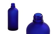 Γυάλινο μπουκαλάκι για αιθέρια έλαια 100 ml μπλε αμμοβολής με στόμιο PP18