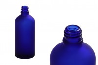 Flacon en verre bleu sablé pour huiles essentielles de 100 ml avec bec verseur PP18